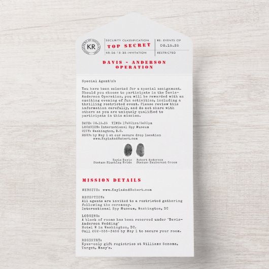 geheim agent spion uitnodiging (Binnen)