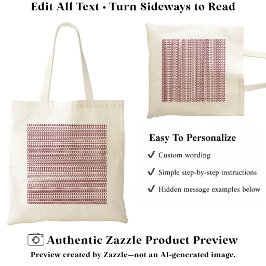 Geheim Alfabet Patroon, Aangepaste Tekst Burgundy Tote Bag