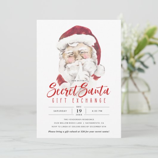 Geheim kerstcadeau uitwisseling vakantie feest kaart (Staand voorkant)