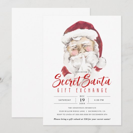 Geheim kerstcadeau uitwisseling vakantie feest kaart (Voorkant / Achterkant)