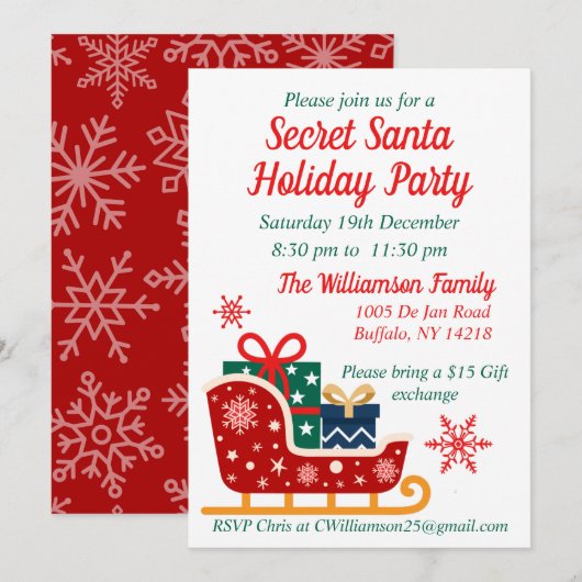 Geheim kerstfeest kaart (Voorkant / Achterkant)