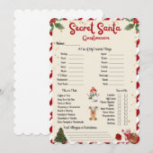 Geheim Kerstman Vragenlijst Vakantie Gift Kerstmis Kaart (Voorkant / Achterkant)