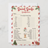 Geheim Kerstman Vragenlijst Vakantie Gift Kerstmis Kaart (Voorkant)