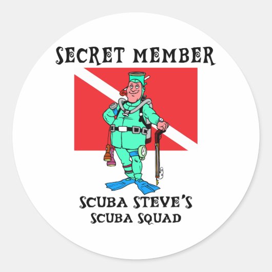 Geheim lid SCUBA Steve Ronde Sticker (Voorkant)