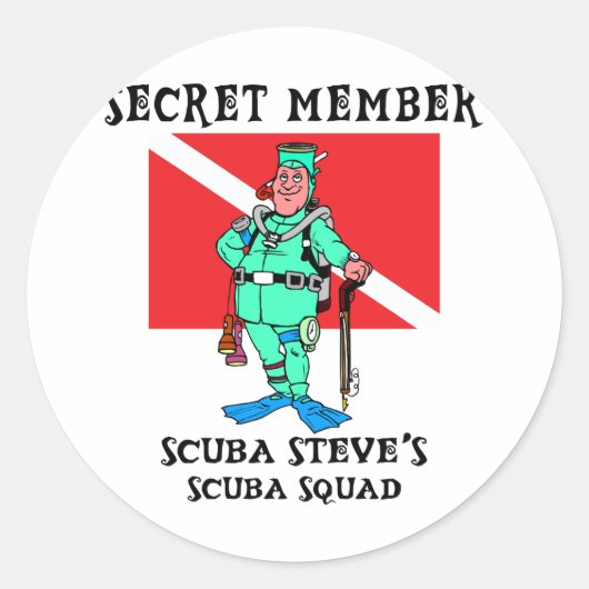 Geheim lid SCUBA Steve Ronde Sticker (Voorkant)