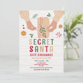 Geheim Santa Gift Exchange Party Kerstmis Familie Kaart (Staand voorkant)