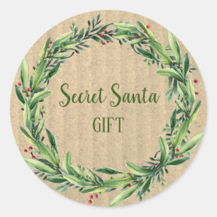 Geheim Santa Gift Floral Wreath Funny Ronde Sticker