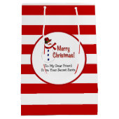 Geheim Santa Red Stripes Merry Christmas Sneeuwman Medium Cadeauzakje (Achterkant)