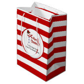 Geheim Santa Red Stripes Merry Christmas Sneeuwman Medium Cadeauzakje (Achterkant Gekanteld)