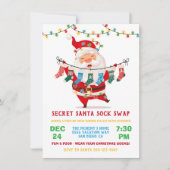 Geheim Santa Sock Swap Party Kaart (Voorkant)