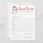 Geheim Santa Vragenlijst Gift Exchange Party Notitiekaartje (Voorkant)