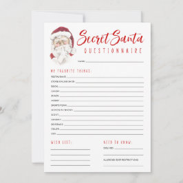 Geheim Santa Vragenlijst Gift Exchange Party Notitiekaartje