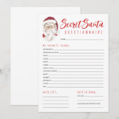 Geheim Santa Vragenlijst Gift Exchange Party Notitiekaartje (Voorkant / Achterkant)