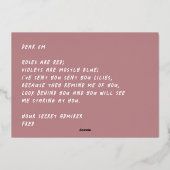 GEHEIME ADMIREER MODERNE VALENTIJNSDAG ROZE ROOD FOLIE FEESTDAGENKAART (Achterkant)