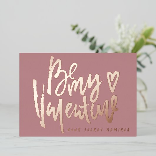 GEHEIME ADMIREER MODERNE VALENTIJNSDAG ROZE ROOD FOLIE FEESTDAGENKAART (Staand Voorkant)