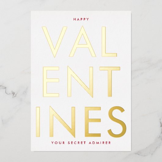 Geheime Admirer WHITE RED FUN HAPPY GOLD Folie Uitnodiging (Voorkant)