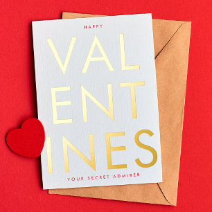 Geheime Admirer WHITE RED FUN HAPPY GOLD Folie Uitnodiging