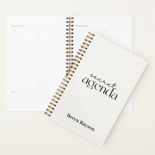 Geheime agenda Zwart-wit Minimalistische planner (Display)