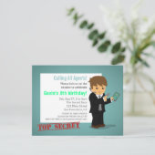 Geheime agent Birthday Party Blue Kaart (Staand voorkant)