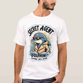 Geheime agent Dolfijn in zonnebril en snor T-shirt
