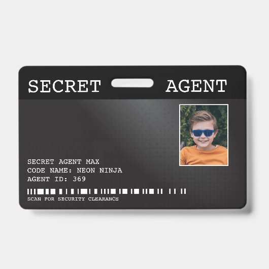 Geheime Agent Spion Badge - ZWART (Voorzijde)