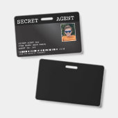 Geheime Agent Spion Badge - ZWART (Voor- en achterkant)