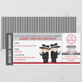 Geheime agent/spionage Ticket Birthday-uitnodiging Kaart (Voorkant / Achterkant)