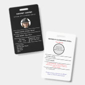 Geheime agent spionagefeest identiteitsbadge badge (Voor- en achterkant)