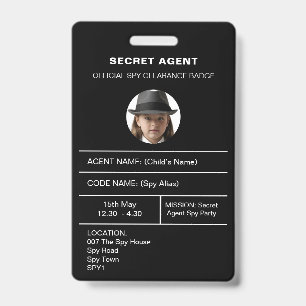 Geheime agent spionagefeest identiteitsbadge badge
