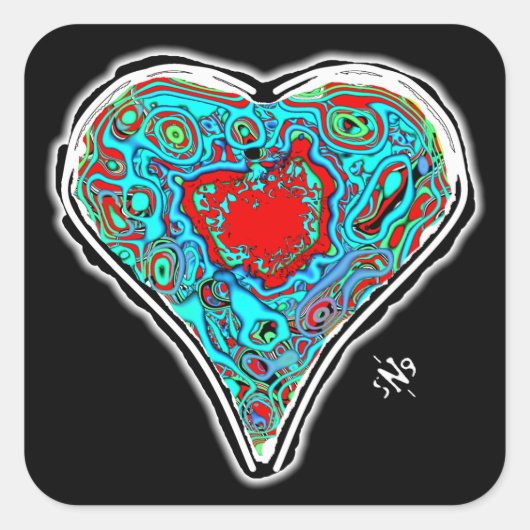Geheime anatomie van een rood hart v1.1 vierkante  sticker (Voorkant)
