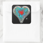 Geheime anatomie van een rood hart v1.1 vierkante  sticker (Tas)