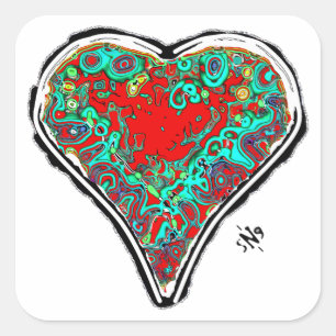 Geheime anatomie van een rood hart v2.2 vierkante sticker