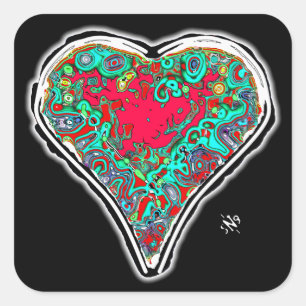 Geheime anatomie van een rood hart v3.1 vierkante sticker