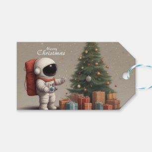 Geheime Astronaut Kerstman Cadeaus onder Kerstboom Cadeaulabel