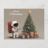 Geheime Astronaut Kerstman Cadeaus onder Kerstboom Feestdagenkaart (Voorkant)