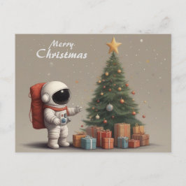 Geheime Astronaut Kerstman Cadeaus onder Kerstboom Feestdagenkaart