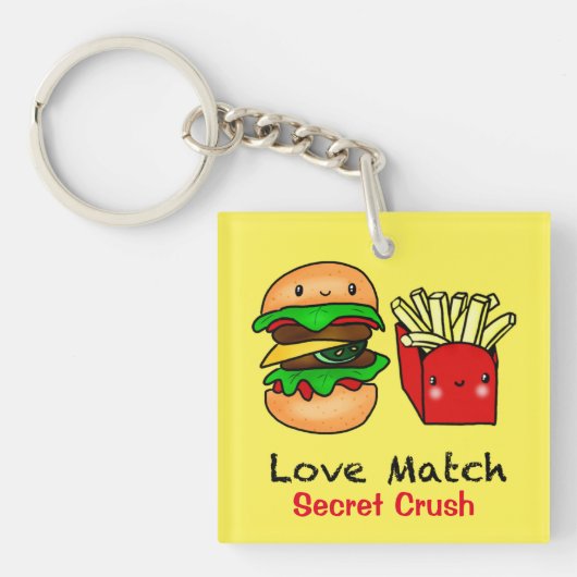 Geheime Crush Kawaii burger fries aangepast Sleutelhanger (Voorkant)