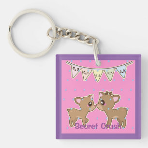 Geheime Crush Kawaii Deer Gepersonaliseerd Sleutelhanger