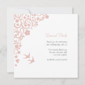 Geheime Garden Blush Floral Square Weddenschap Bedankkaart (Achterkant)