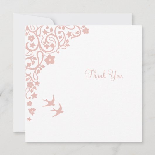 Geheime Garden Blush Floral Square Weddenschap Bedankkaart (Voorkant)