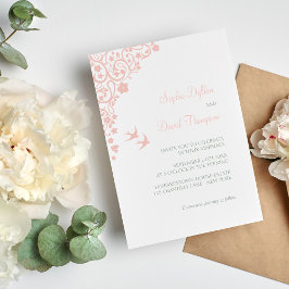 Geheime Garden Blush Pink Floral Lovebird Wedding Kaart