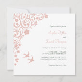Geheime Garden Blush Pink Floral Lovebird Wedding Kaart (Voorkant)