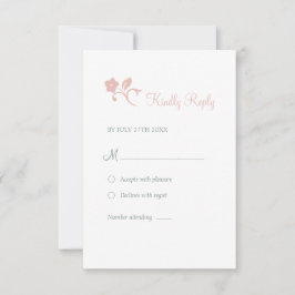 Geheime Garden Blush Pink Floral Lovebird Wedding RSVP Kaartje