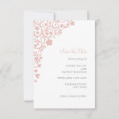 Geheime Garden Blush Pink Floral Lovebird Wedding Save The Date (Voorkant)