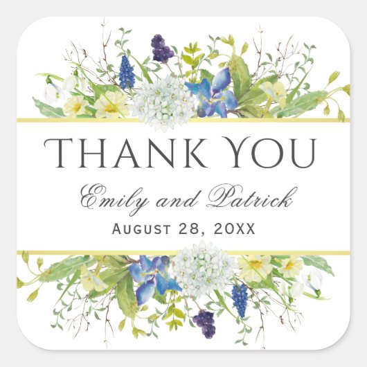 Geheime Garden Rustic Wildflower Wedding Vierkante Sticker (Voorkant)