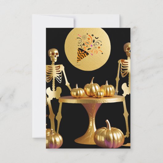 Geheime Halloween Adult Party Uitnodiging - Goud (Achterkant)