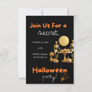 Geheime Halloween Adult Party Uitnodiging - Goud