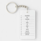 Geheime herstelzin 12 Word-Sleutelhanger Sleutelhanger (Voorkant)