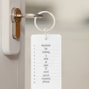 Geheime herstelzin 12 Word-Sleutelhanger Sleutelhanger
