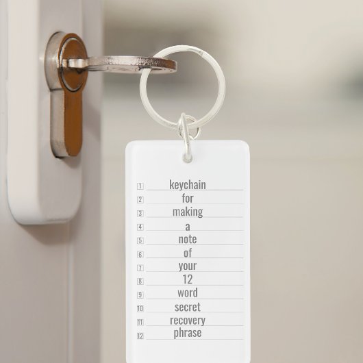 Geheime herstelzin 12 Word-Sleutelhanger Sleutelhanger